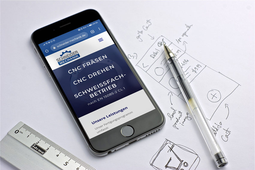 Mobile Ansicht der Website für Schneider Mechanik in Netphen